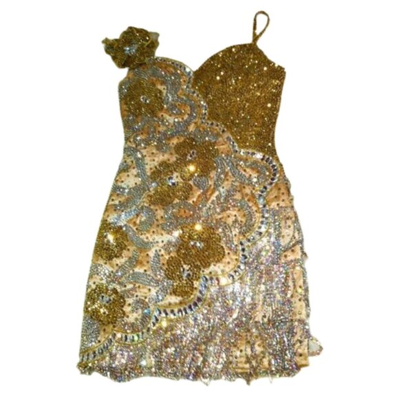 👑Work of art Swarovski Crystals Couture Pageant Prom One of a kind Custom Dress - Picture 5 of 12